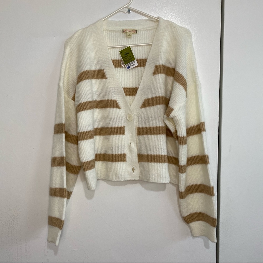 Striped V-Neck Cardigan Sweater